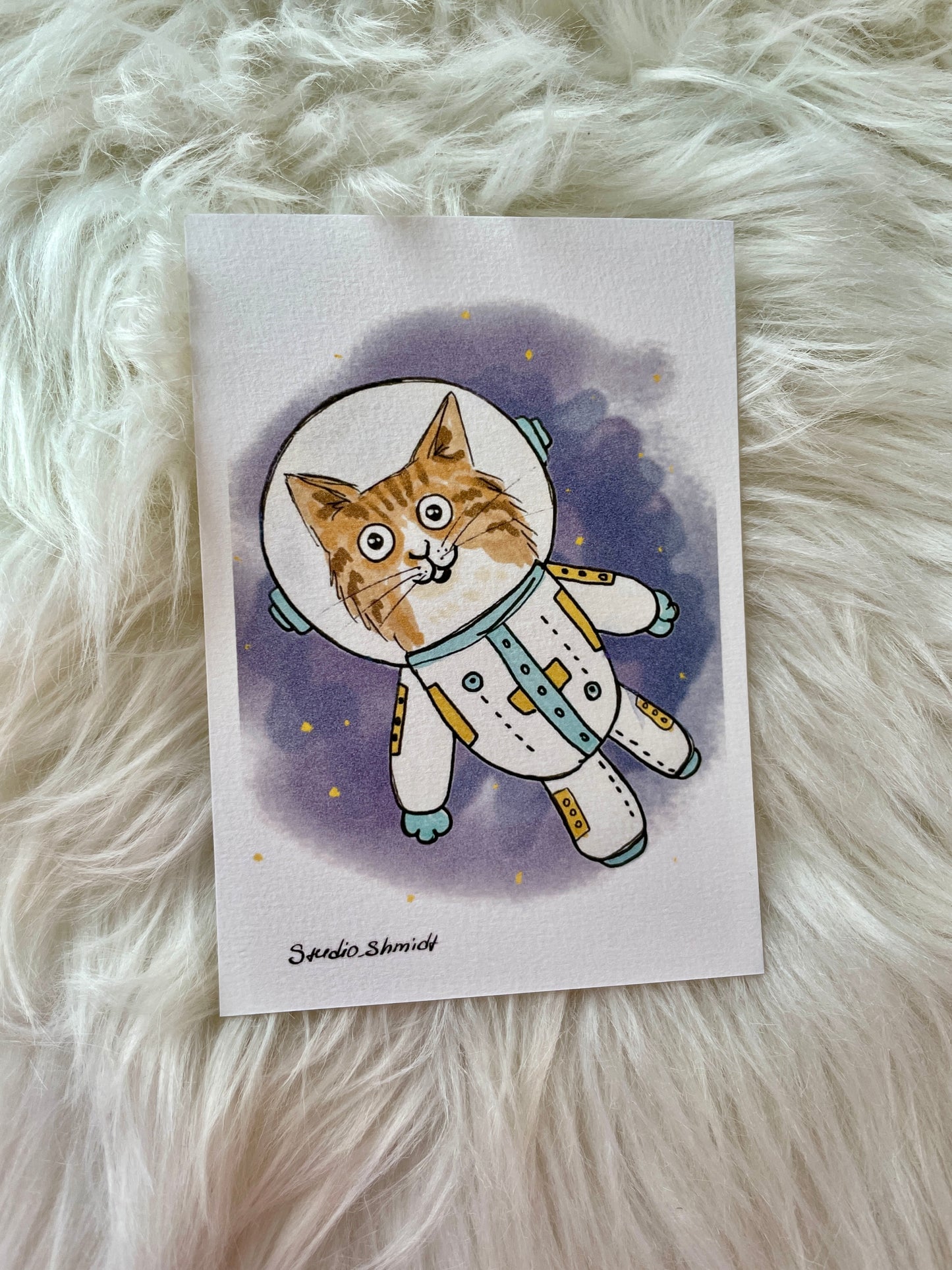 Postkarten-Set „Tiere im Weltall“ (3 Stück) – Astronauten Katze & Hunde